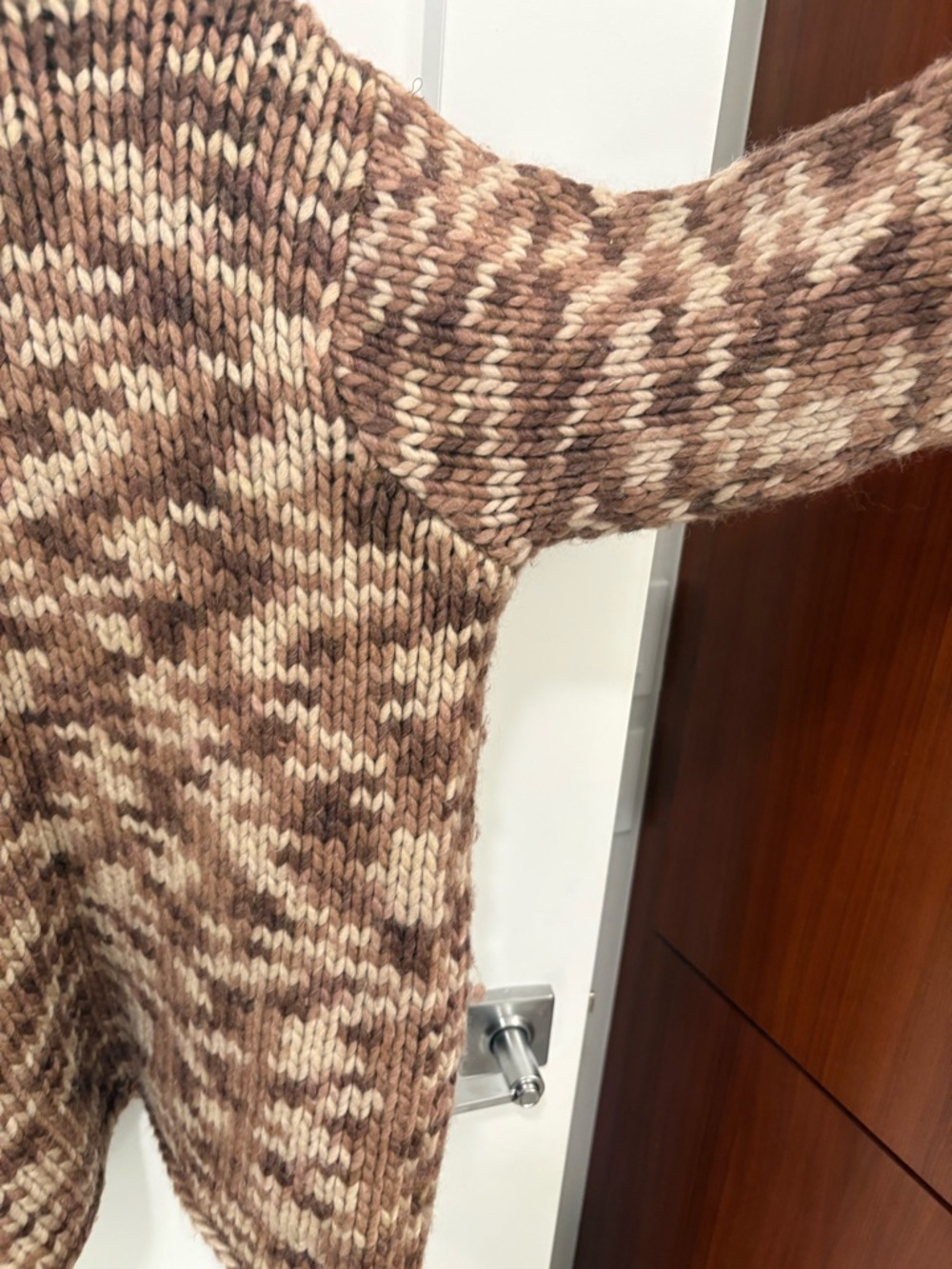 Vintage 90s Liz Claiborne Brown Wool Chunky Knit Turtleneck Sweater Sz M - Picture 10 of 12